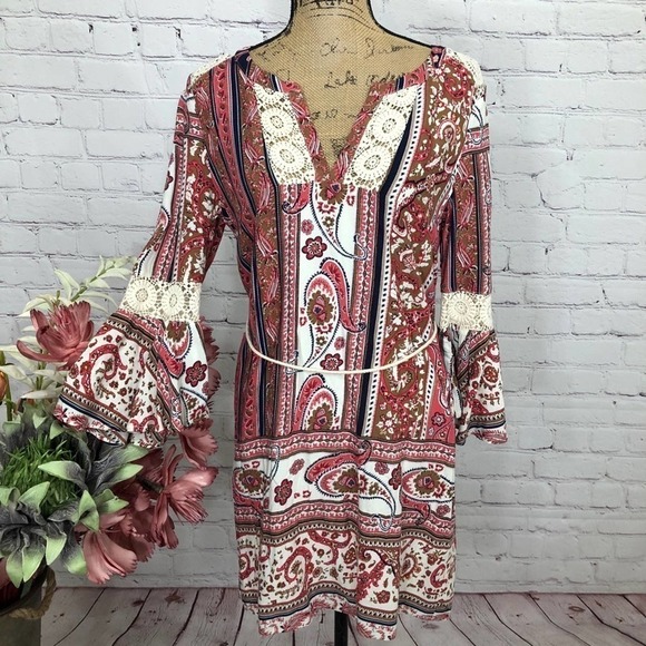 Ark & Co Crochet Accent Floral Mini Swing Dress - Picture 6 of 10